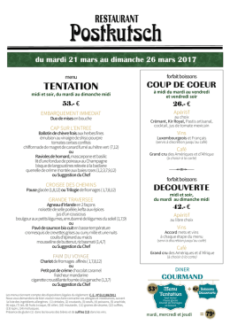 Téléchargez le programme - Restaurant Postkutsch cuisine