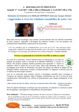 séminaire ESPERE® animé par Valeria Salomé