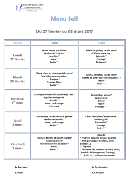 Le menu de la semaine - Lycée EREA Toulouse
