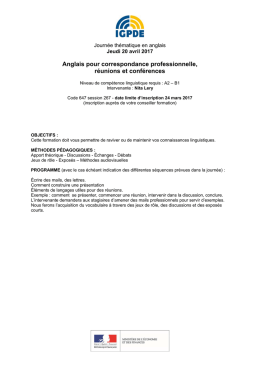 Anglais pour correspondance professionnelle, r&eacute;unions et