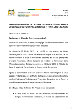 MESSAGEDUMINISTREDELASANTE