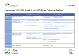 Voir le détail du programme. - IRNC, Institut de recherche sur la
