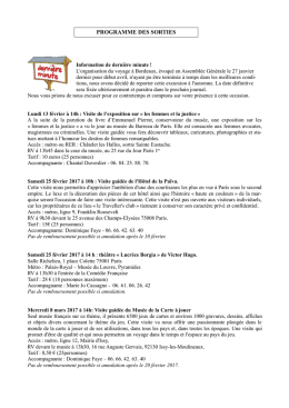 PROGRAMME DES SORTIES