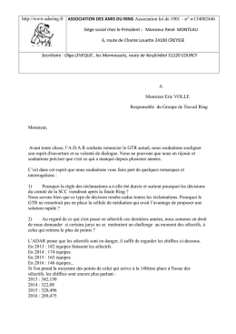 http://www.adaring.fr ASSOCIATION DES AMIS DU RING