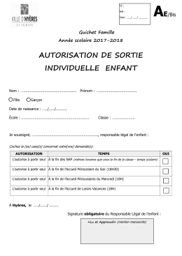 Aebis - enfants 2017-2018 autorisation sortie seul