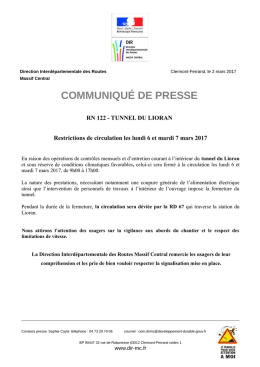 COMMUNIQU&Eacute; DE PRESSE