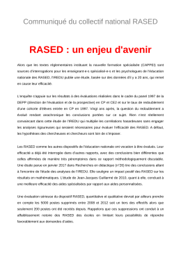 RASED : un enjeu d`avenir