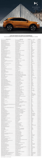 LISTE DES POINTS DE VENTE DS AUTOMOBILES