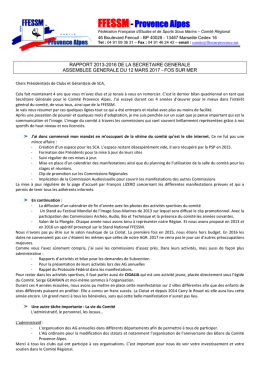 Rapport de la Secrétaire Générale - FFESSM-Provence