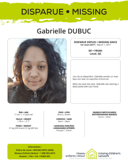Gabrielle DUBUC DISPARUE - Missing Children`s Network