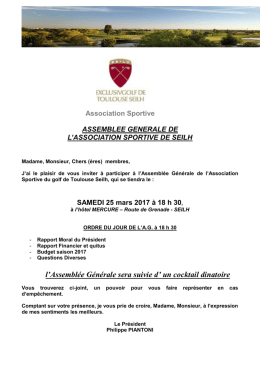 Voir l`ordre du jour - Association Sportive du Golf de Toulouse Seilh