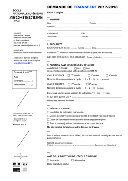 Formulaire de demande de transfert vers l`ENSA Lyon
