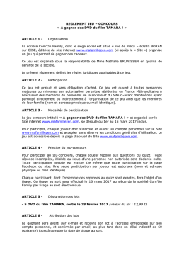 REGLEMENT JEU &ndash; CONCOURS &laquo; A gagner des DVD du film