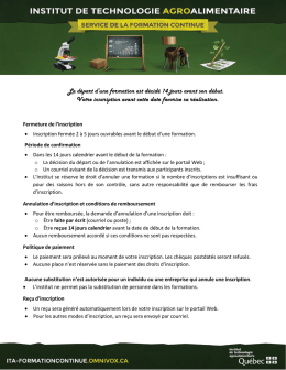 Modalit&eacute;s d`inscription et d`annulation