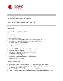 Association canadienne du diabète Guide de la compétition de