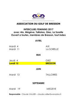 calendrier 2017 - AS Golf de Bresson