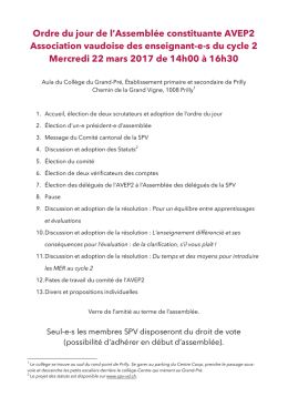 Ordre du jour de l`Assemblée constituante AVEP2