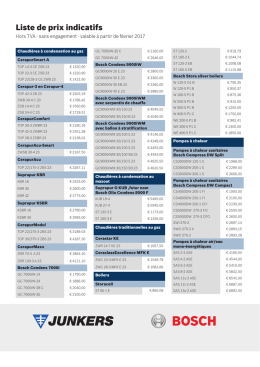 Liste de prix indicatifs