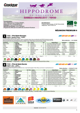 samedi 4 mars 2017 : 16h30 - Fédération Régionale des Courses