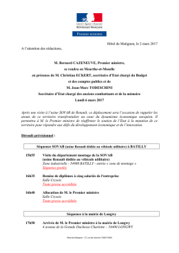 Hôtel de Matignon, le 2 mars 2017 A l`attention des