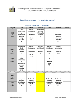 Emploi du temps de : 1ère année (groupe A)