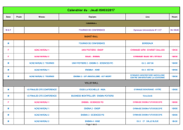 Calendrier du : Jeudi 09/03/2017