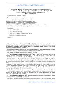 Circulaire du 15 février 2017 - textes justice