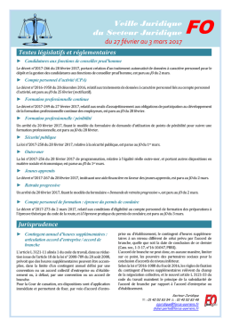 Veille Juridique du 27 février au 3 mars 2017
