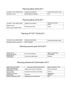 Planning 6&egrave;me 2016-2017 Planning 5&egrave;me 2016