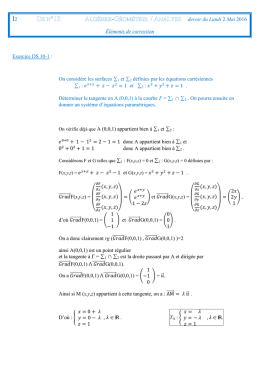 devoir du Lundi 2 Mai 2016 Éléments de correction Exercice DS 10