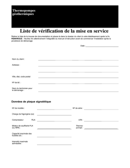 Liste de vérification de la mise en service