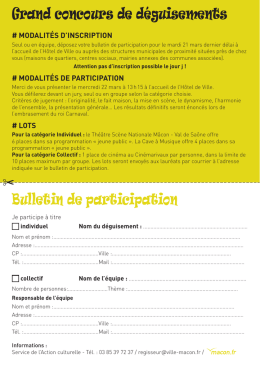 Bulletin de participation Grand concours de