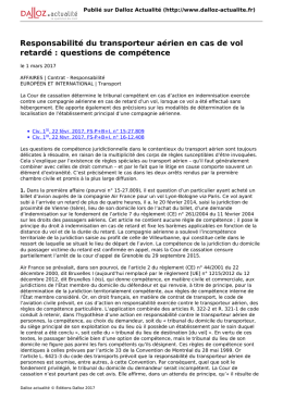Responsabilité du transporteur aérien en cas de