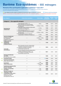 Barème Eco-systèmes