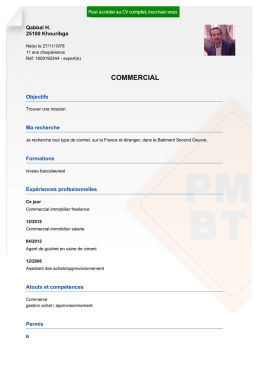 Recrutement CV COMMERCIAL - r&eacute;f: 1609192344