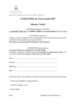 CONCOURS de l`Université 2017 Master 1 droit - u