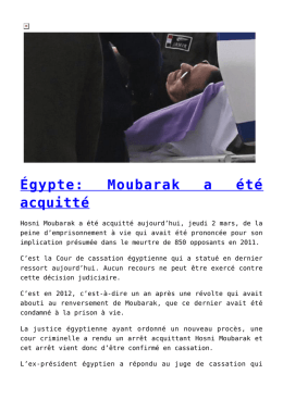 Égypte: Moubarak a été acquitté