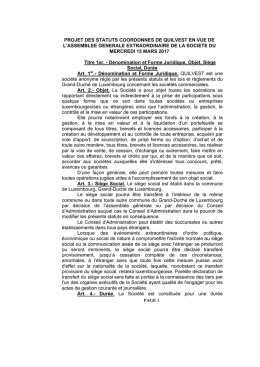 projet des statuts coordonnes de quilvest en vue de l`assemblee