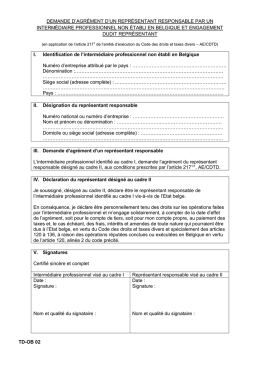 td-ob 02 demande d`agr&eacute;ment d`un repr&eacute;sentant