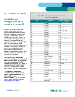 Du 27 février au 3 mars Annulations de voyages prévues en