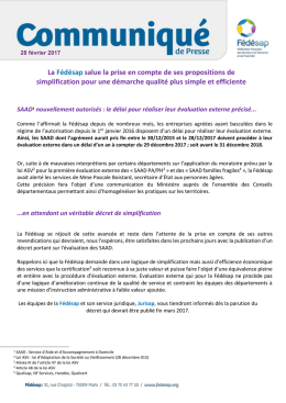 La Fédésap salue la prise en compte de ses propositions de