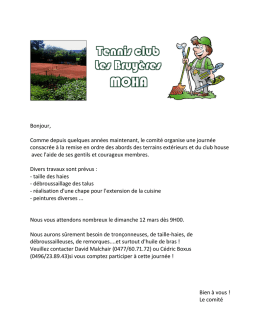 Bonjour, Comme depuis quelques années maintenant, le comité