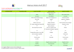 Menus Mars-Avril 2017