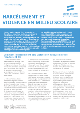 HARC&Egrave;LEMENT ET VIOLENCE EN MILIEU SCOLAIRE