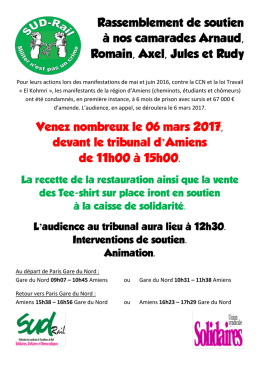 Rassemblement de soutien à nos camarades - SUD