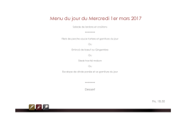 Menu du jour du Mercredi 1er mars 2017