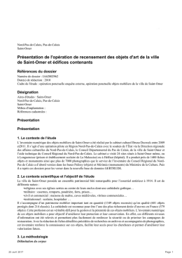 Présentation de l`opération de recensement des objets d`art de la
