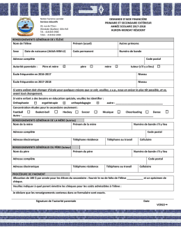 Formulaire d`inscription - 2017-2018 - Nation Huronne