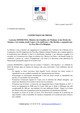 COMMUNIQUE DE PRESSE Laurence ROSSIGNOL, Ministre des