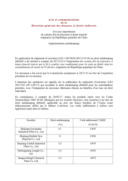 avis reconduction dad fils de polyesters chine